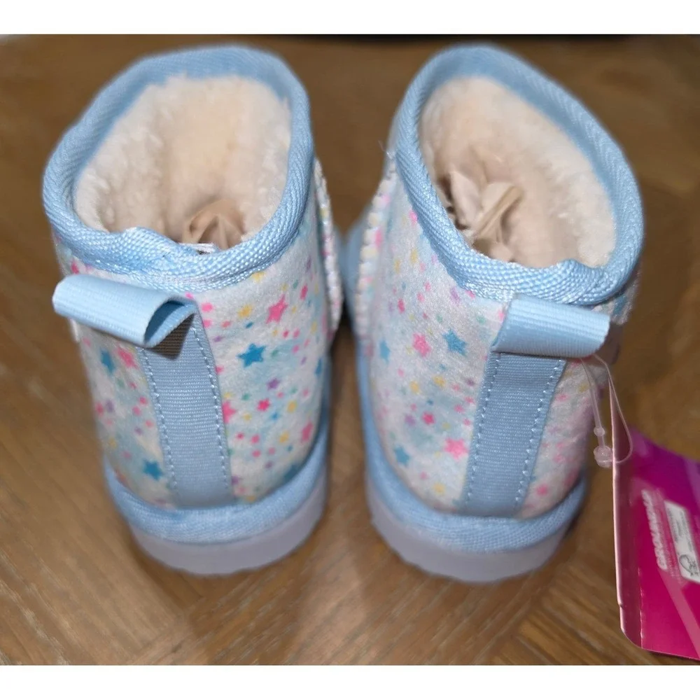 Disney Princess Ground Up Toddler Girls Star Print Faux Fur Winter Boots Size 5